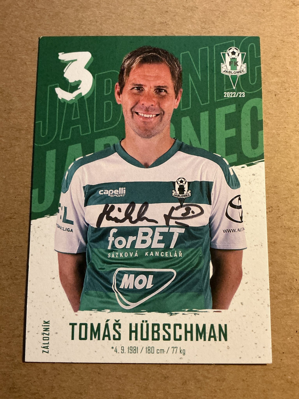 Tomáš Hübschman, Czech Republic 🇨🇿 FK Jablonec 2022/23 hand signed - Autographs-World