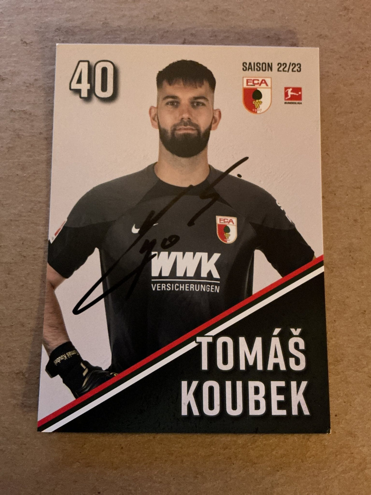 Tomáš Koubek, Czech Republic 🇨🇿 FC Augsburg 2022/23 hand signed - Autographs-World