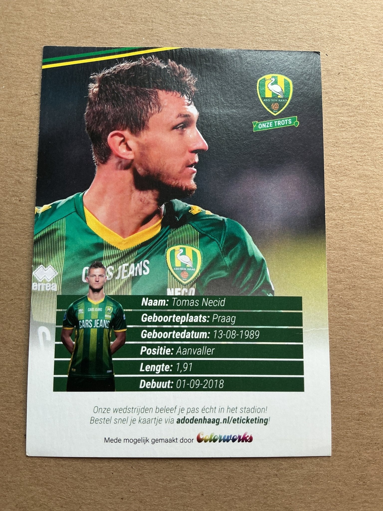 Tomáš Necid, Czech Republic 🇨🇿 ADO Den Haag 2019/20 hand signed - Autographs-World