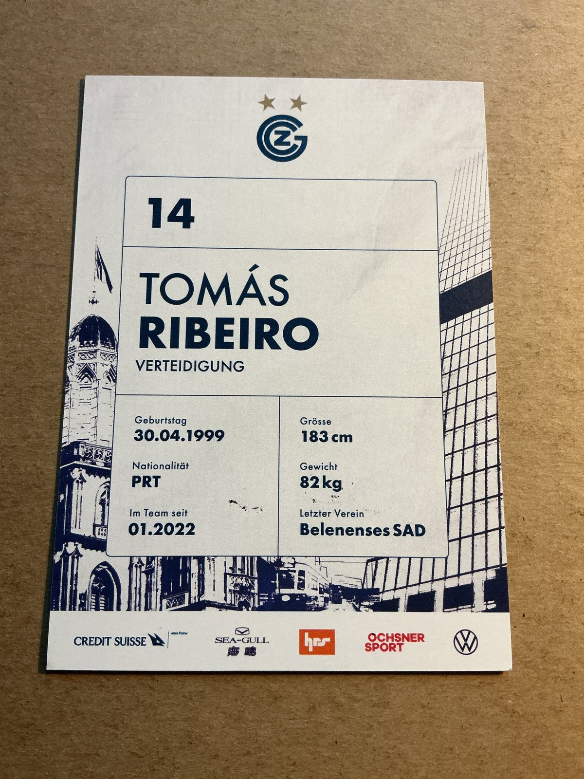 Tomás Ribeiro, Portugal 🇵🇹 Grasshopper Zürich 2022/23 hand signed - Autographs-World