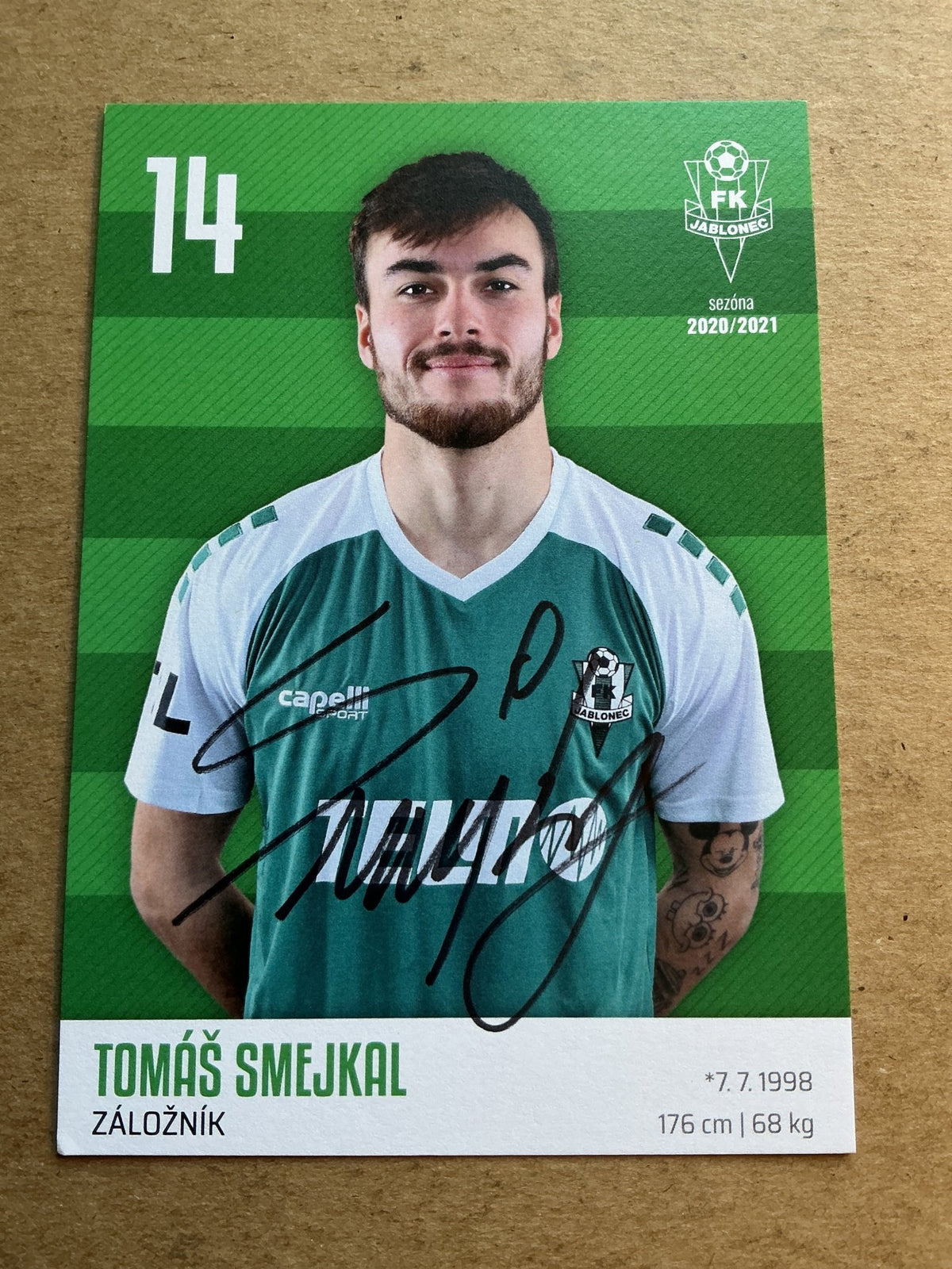 Tomáš Smejkal, Czech Republic 🇨🇿 FK Jablonec 2020/21 hand signed - Autographs-World