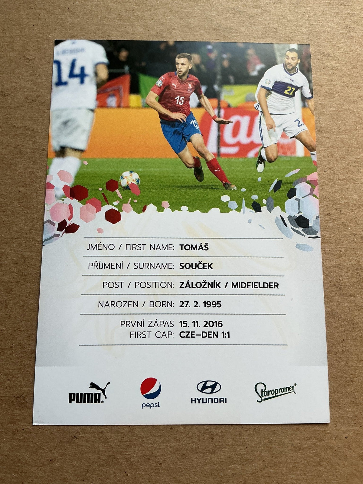Tomáš Souček, Czech Republic 🇨🇿 UEFA Euro Cup 2020 hand signed - Autographs-World