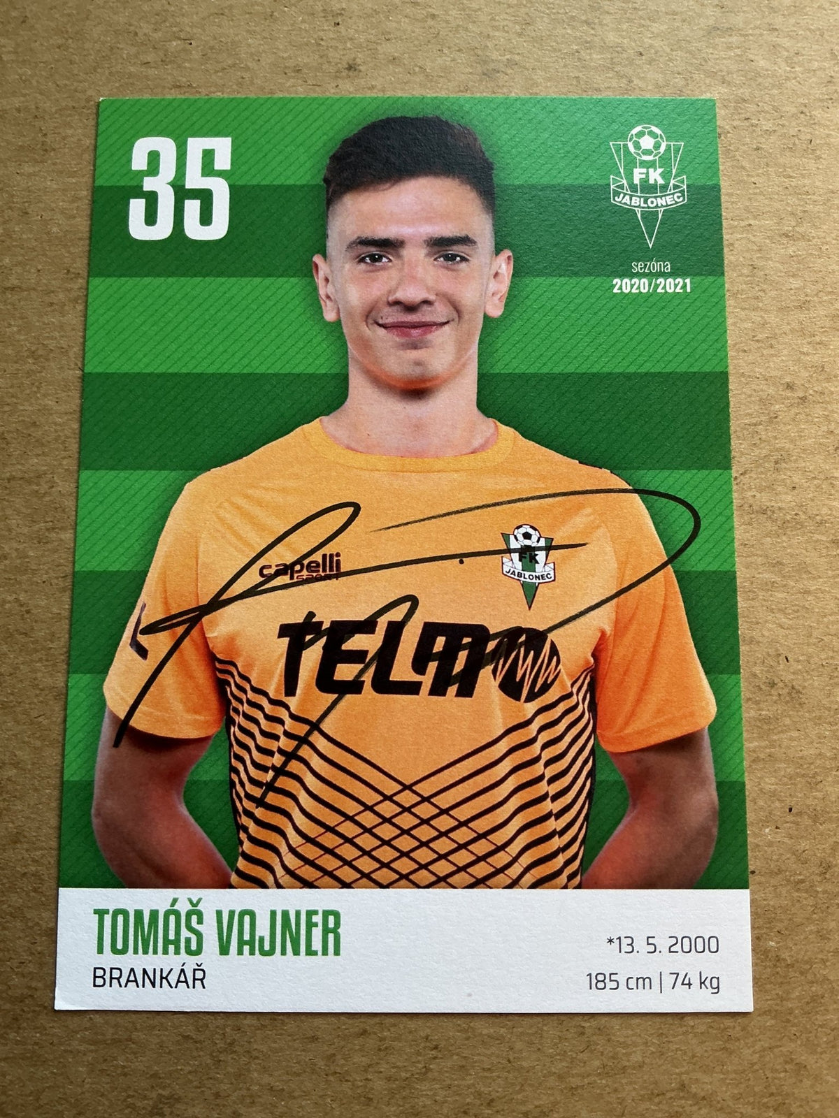 Tomáš Vajner, Czech Republic 🇨🇿 FK Jablonec 2020/21 hand signed - Autographs-World
