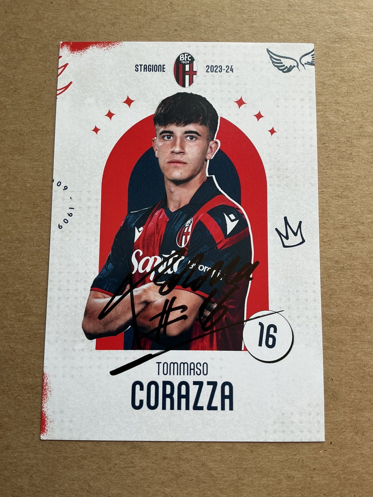 Tommaso Carazza, Italy 🇮🇹 Bologna FC 1909 2023/24 hand signed - Autographs-World