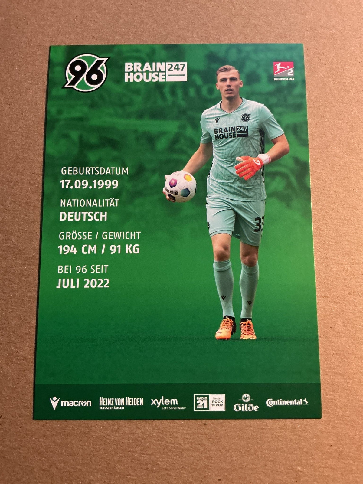 Toni Stahl, Germany 🇩🇪 Hannover 96 2023/24 hand signed - Autographs-World