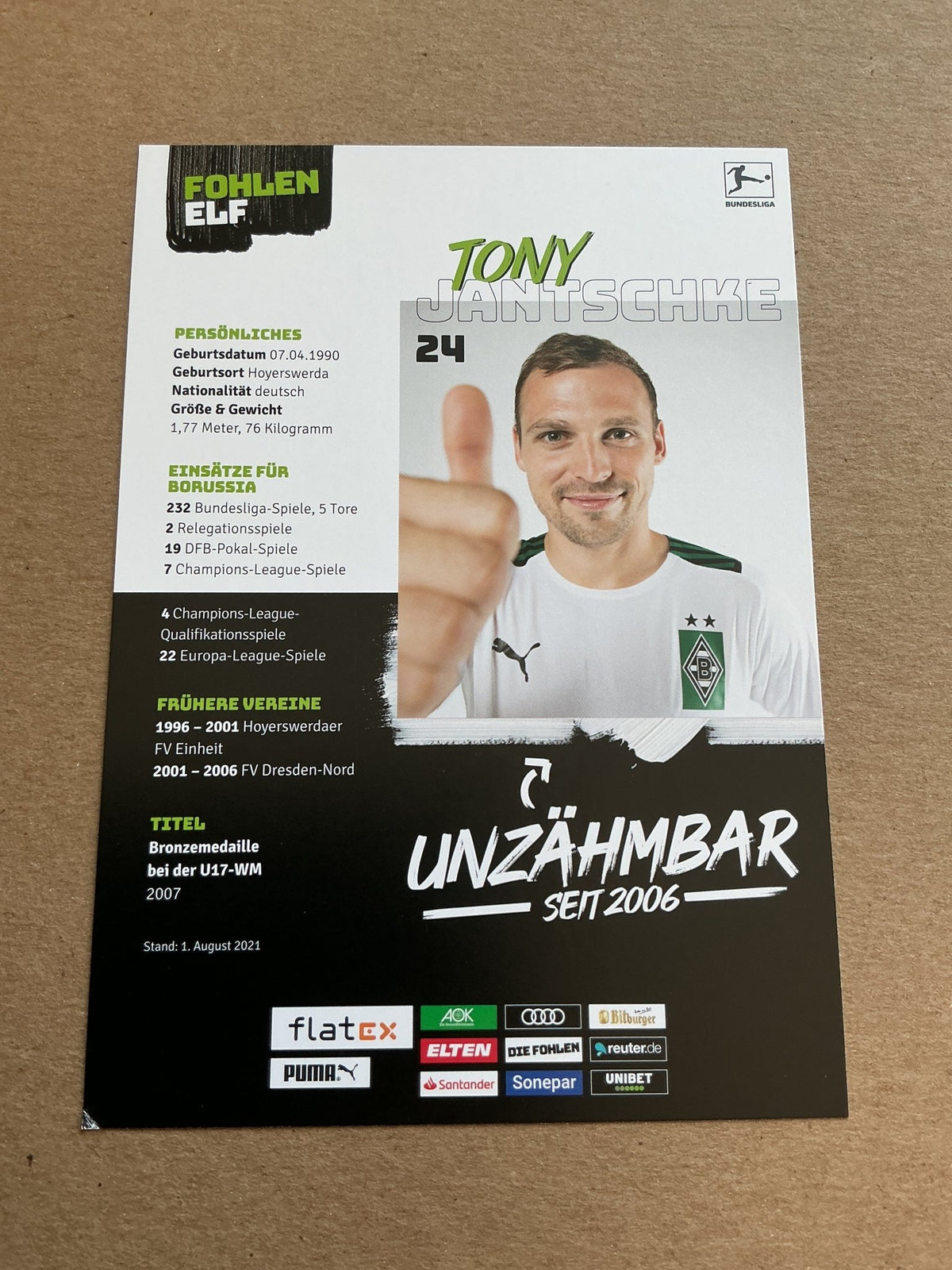 Tony Jantschke, Germany 🇩🇪 Borussia Mönchengladbach 2021/22 hand signed - Autographs-World