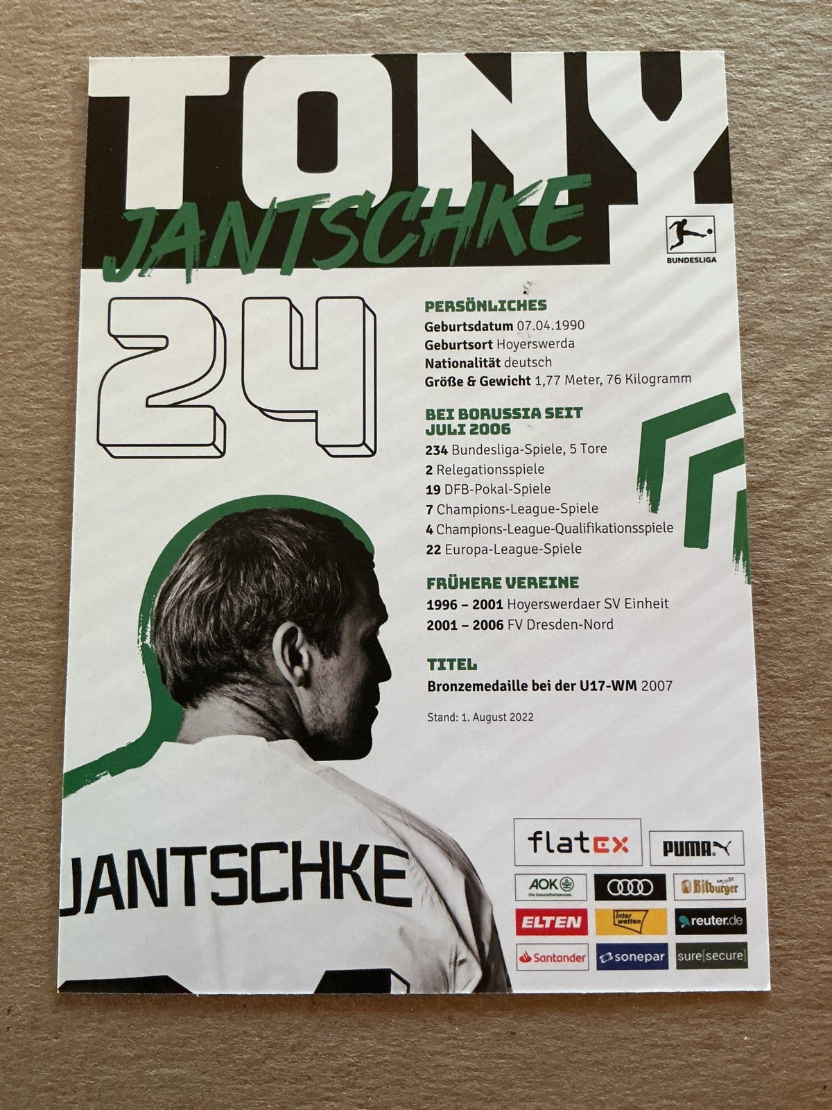 Tony Jantschke, Germany 🇩🇪 Borussia Mönchengladbach 2022/23 hand signed - Autographs-World