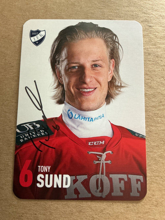 Tony Sund, Finland 🇫🇮 HIFK Hockey 2024/25 hand signed - Autographs-World