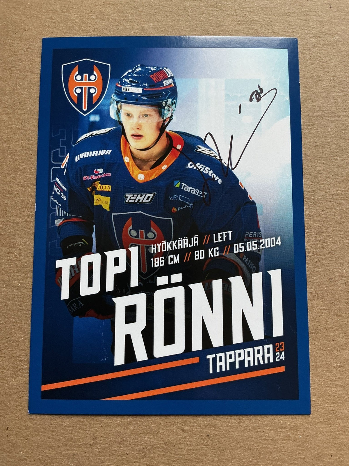 Topi Rönni, Finland 🇫🇮 Tappara Tampere 2023/24 hand signed - Autographs-World