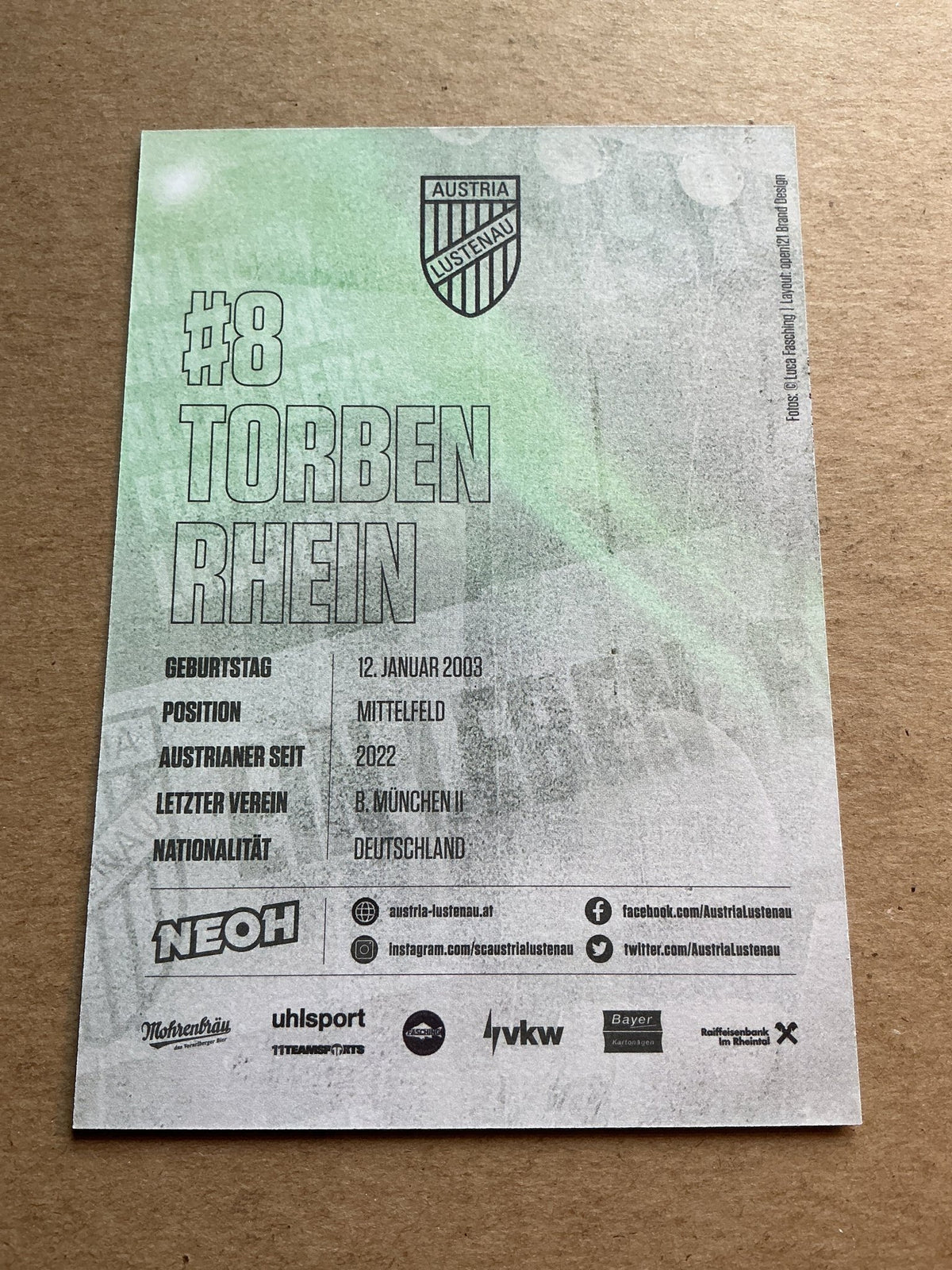 Torben Rhein, Germany 🇩🇪 SC Austria Lustenau 2023/24 hand signed - Autographs-World