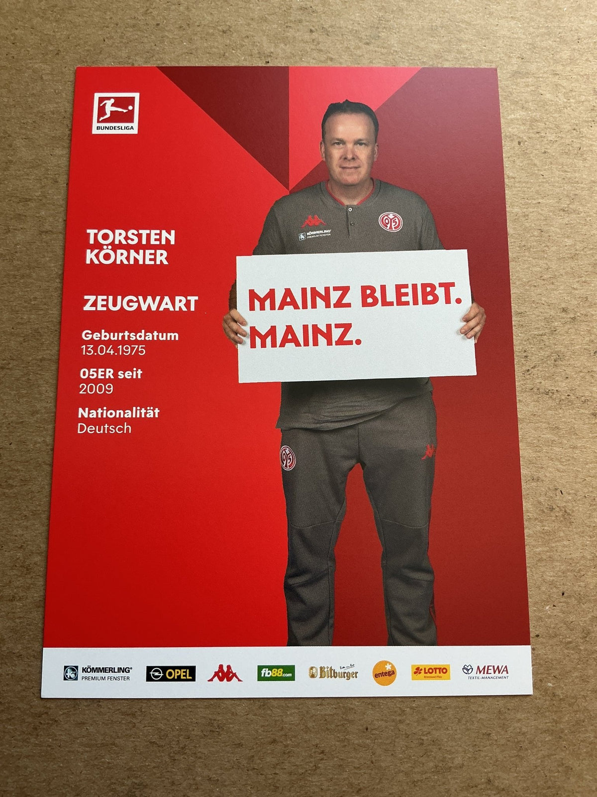 Torsten Körner, Germany 🇩🇪 FSV Mainz 05 2020/21 hand signed - Autographs-World