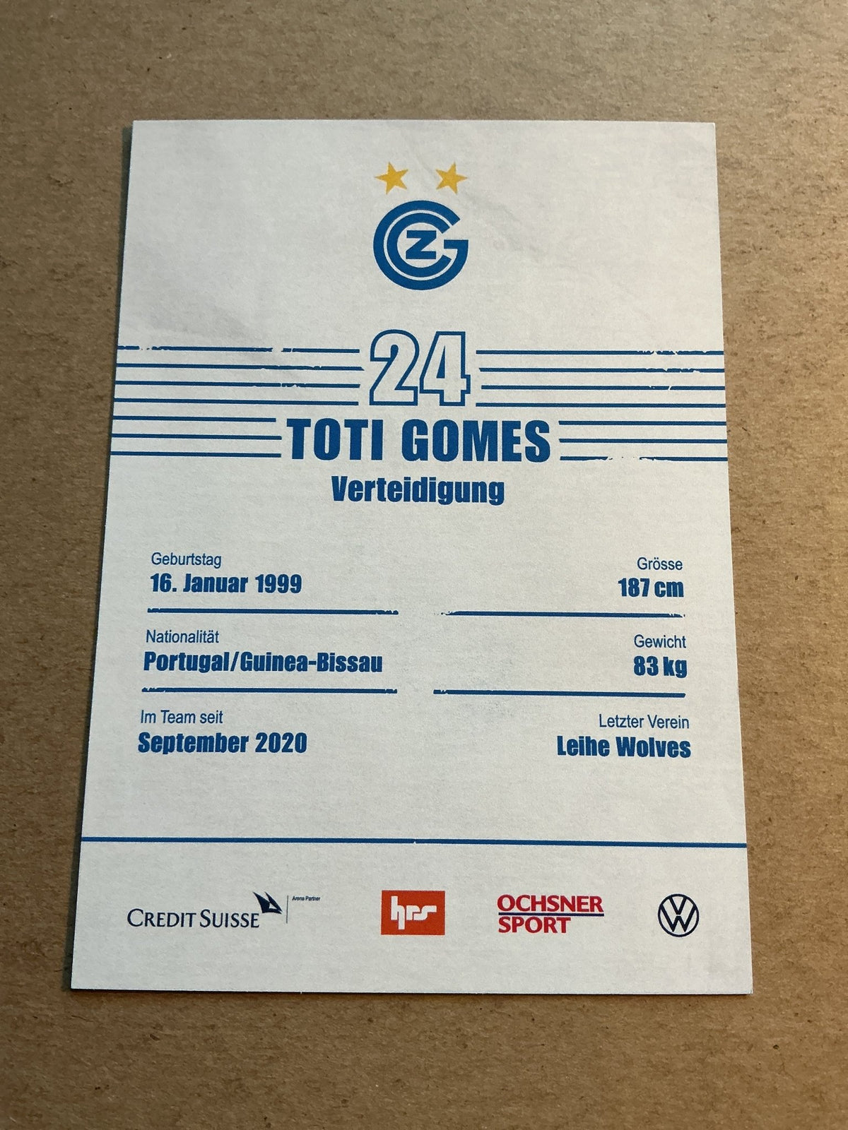 Toti Gomes, Guinea-Bissau 🇬🇼 Grasshopper Club Zürich 2021/22 hand signed - Autographs-World