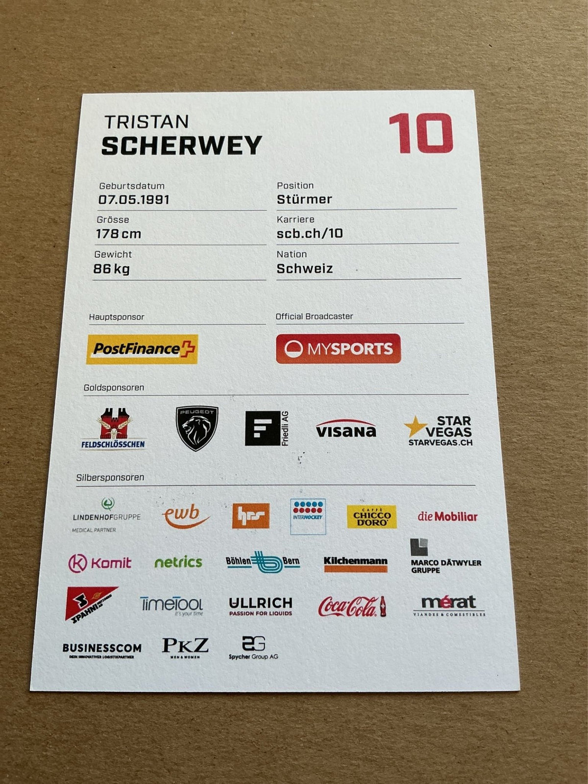Tristan Scherwey, Switzerland 🇨🇭 SC Bern 2023/24 hand signed - Autographs-World