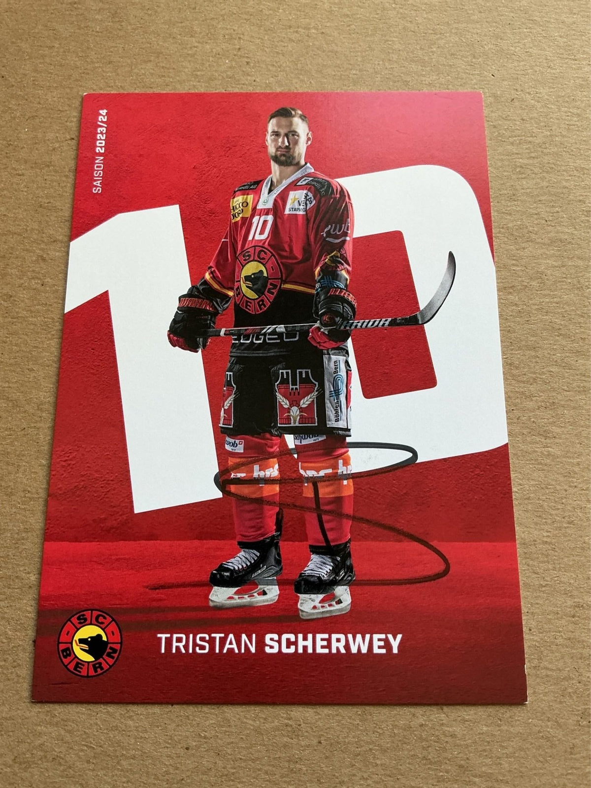 Tristan Scherwey, Switzerland 🇨🇭 SC Bern 2023/24 hand signed - Autographs-World