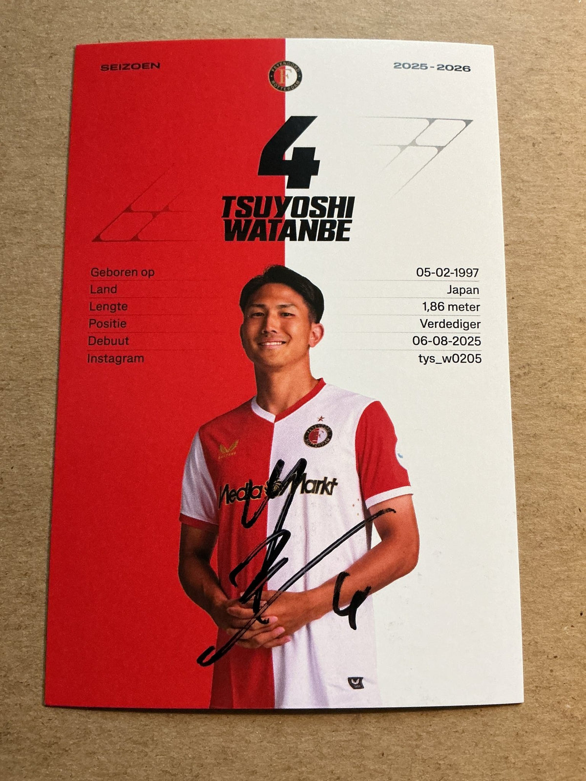 Tsuyoshi Watanbe, Japan 🇯🇵 Feyenoord Rotterdam 2025/26 hand signed - Autographs-World