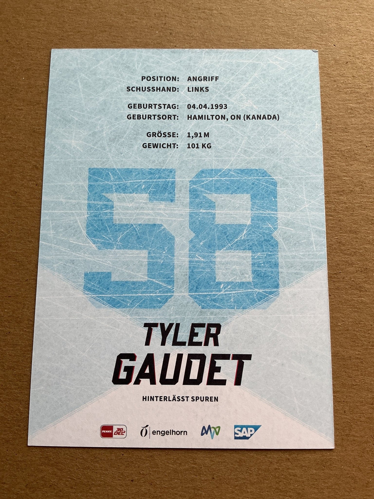 Tyler Gaudet, Canada 🇨🇦 Adler Mannheim 2023/24 hand signed - Autographs-World