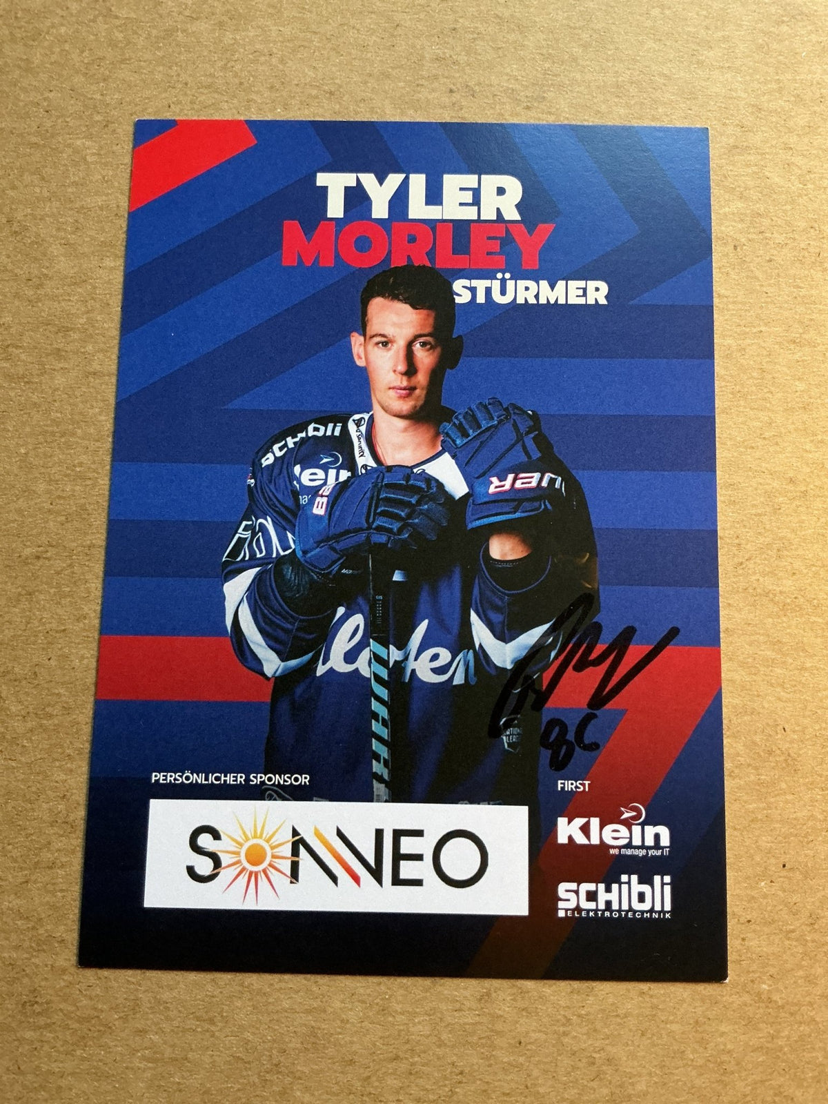 Tyler Morley, Canada 🇨🇦 EHC Kloten 2024/25 hand signed - Autographs-World