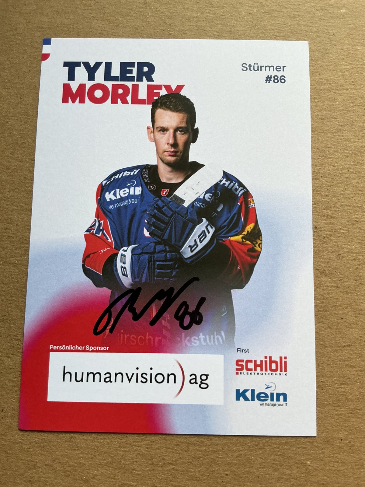 Tyler Morley, Canada 🇨🇦 EHC Kloten 2025/26 hand signed - Autographs-World
