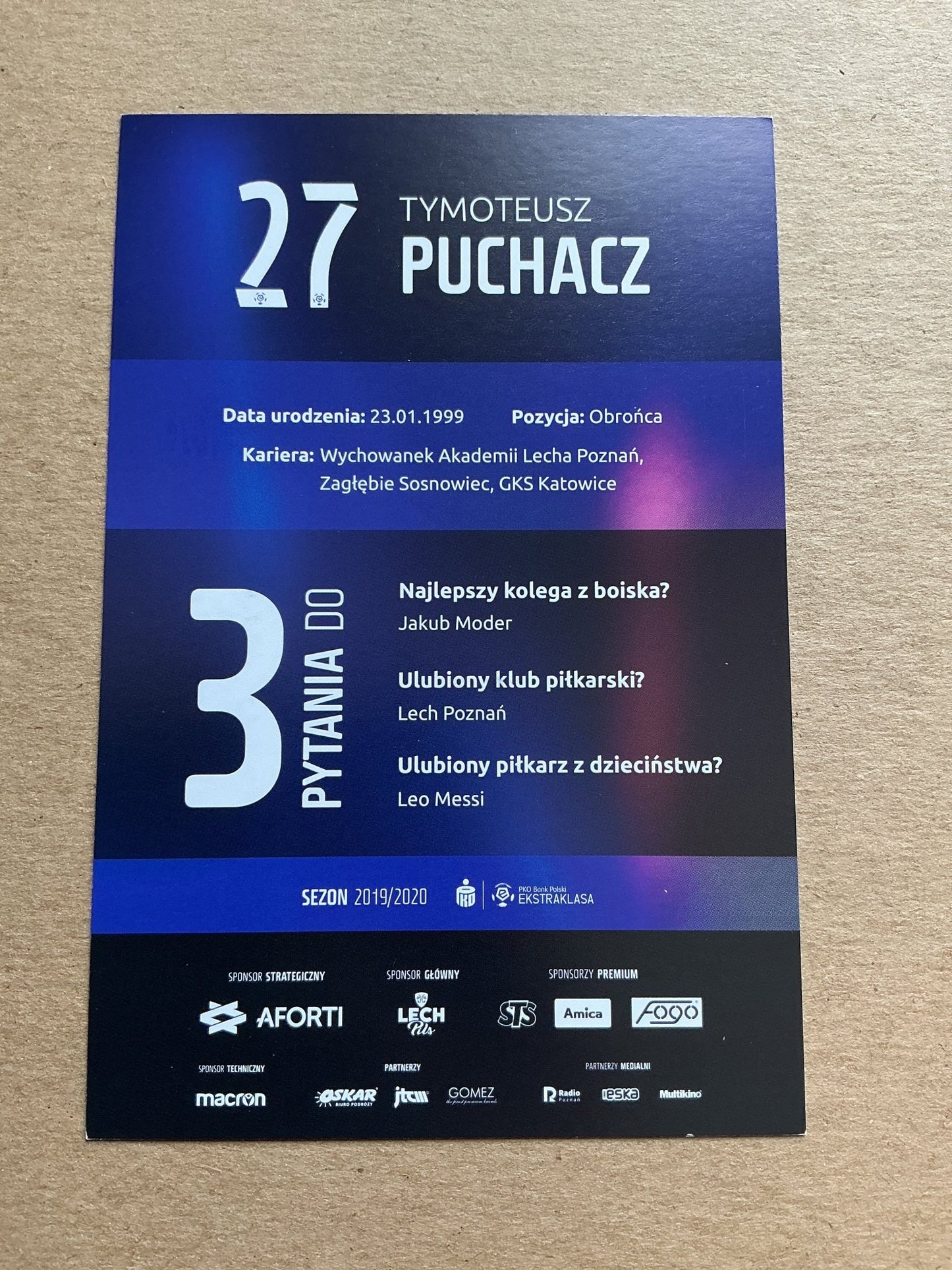 Tymoteusz Puchacz, Poland 🇵🇱 Lech Poznań 2019/20 hand signed - Autographs-World