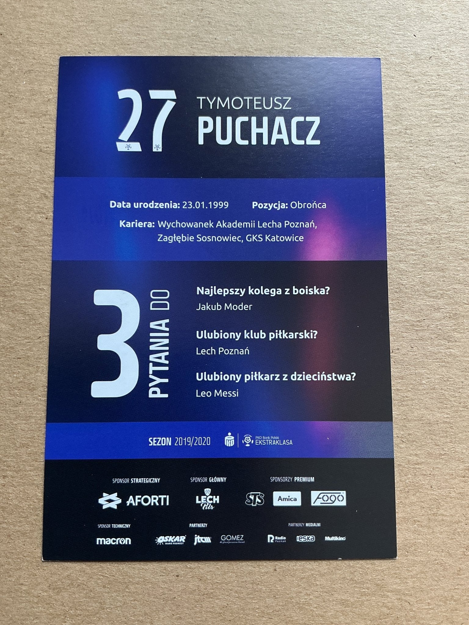 Tymoteusz Puchacz, Poland 🇵🇱 Lech Poznań 2019/20 hand signed - Autographs-World