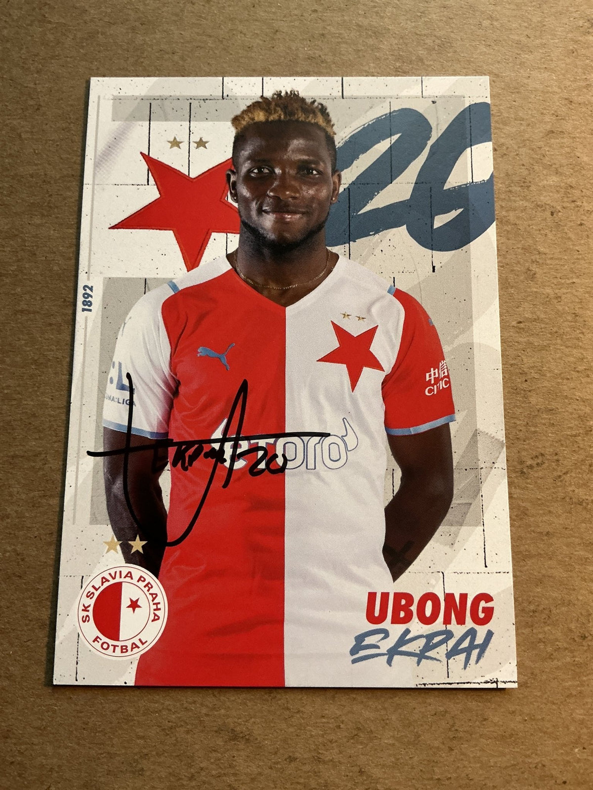 Ubong Ekpai, Nigeria 🇳🇬 SK Slavia Prague 2021/22 hand signed - Autographs-World