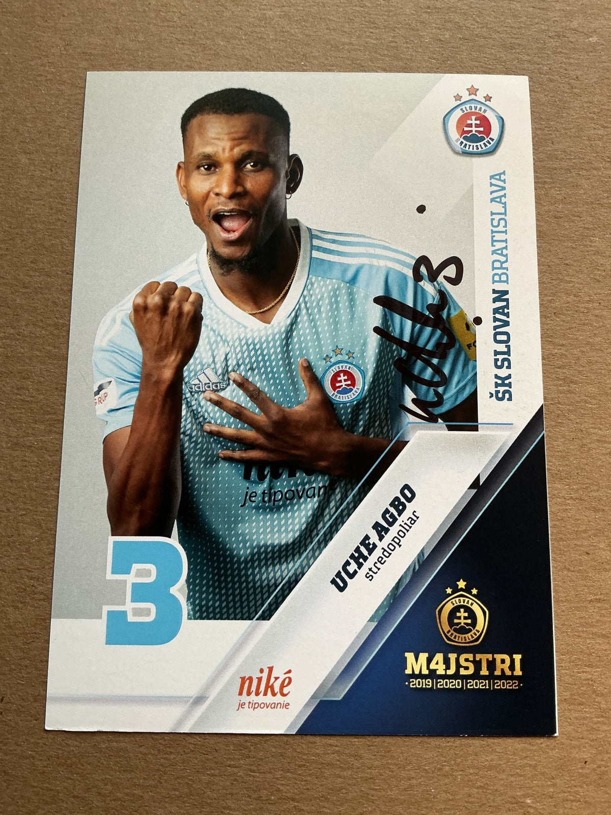 Uche Agbo, Nigeria 🇳🇬 ŠK Slovan Bratislava 2022/23 hand signed - Autographs-World