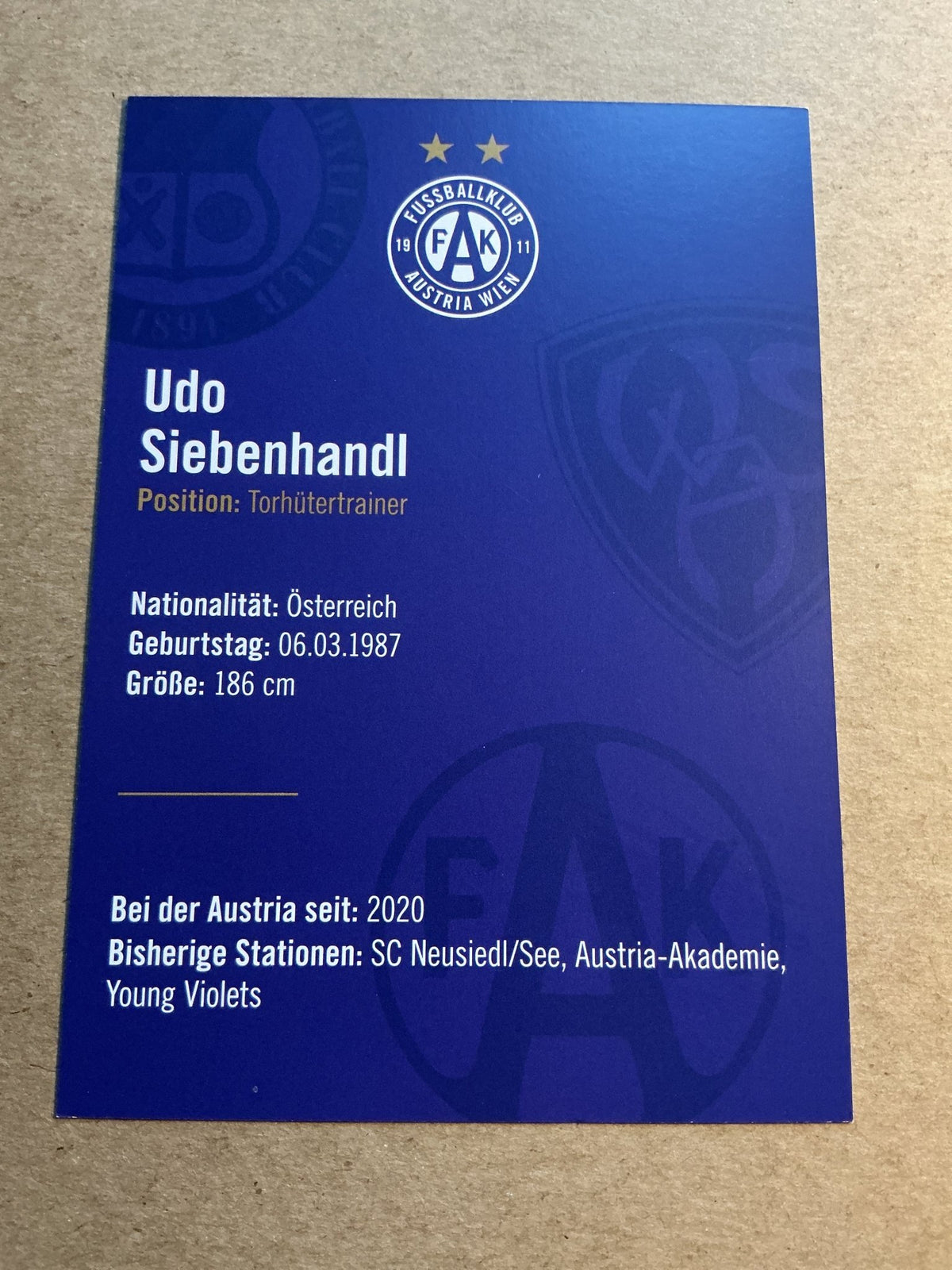 Udo Siebenhandl, Austria 🇦🇹 FK Austria Wien 2023/24 hand signed - Autographs-World