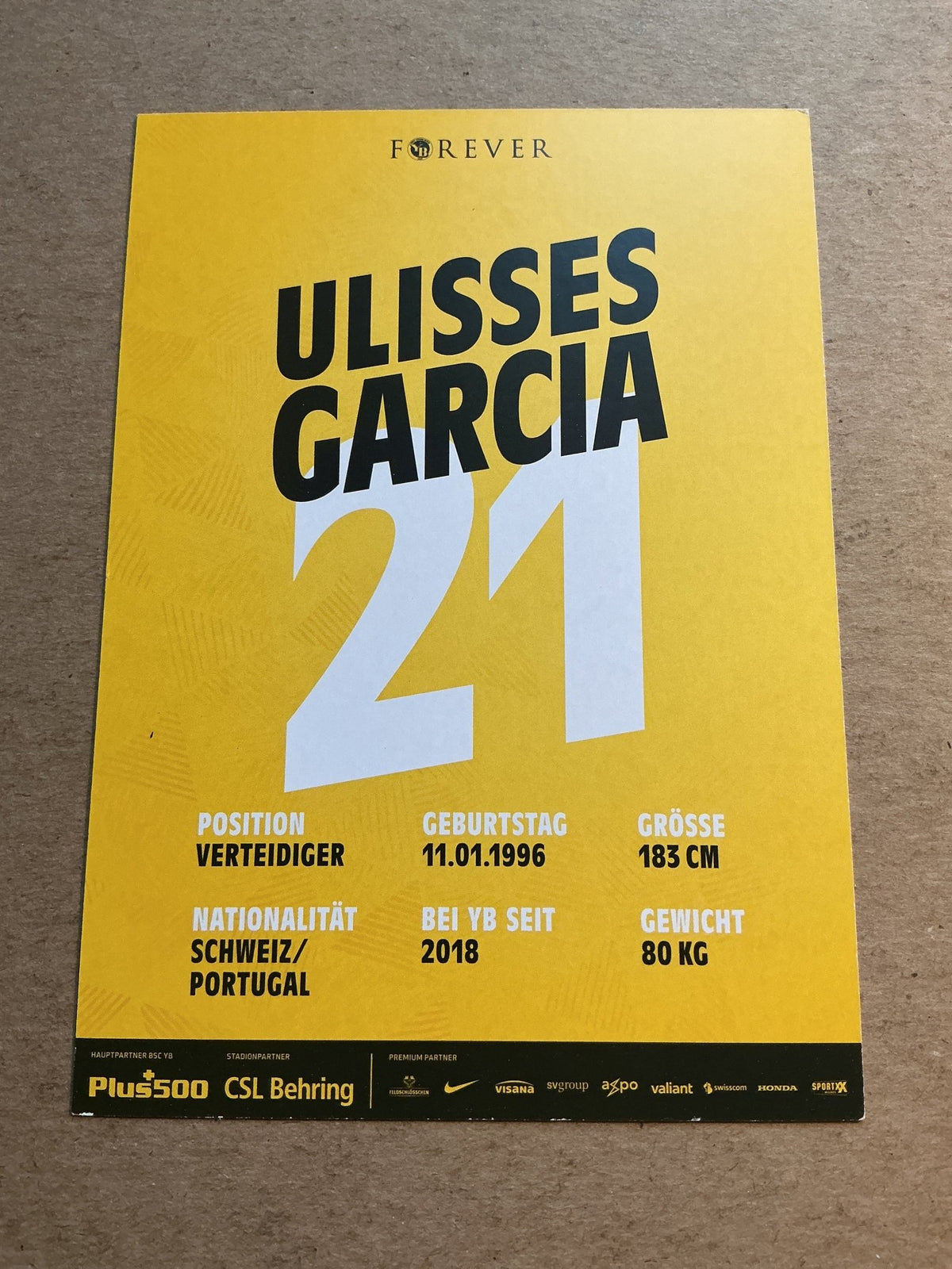 Ulisses Garcia, Switzerland 🇨🇭 BSC Young Boys 2020/21 hand signed - Autographs-World