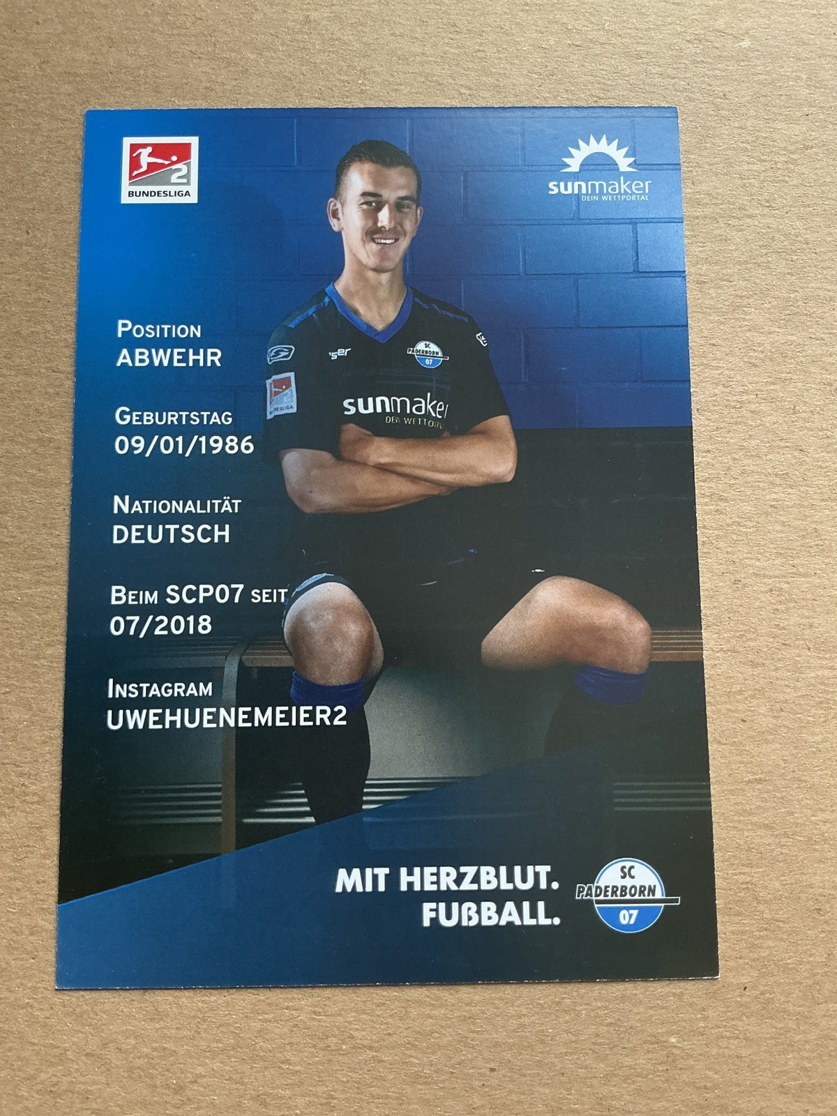 Uwe Hünemeier, Germany 🇩🇪 SC Paderborn 07 2020/21 hand signed - Autographs-World