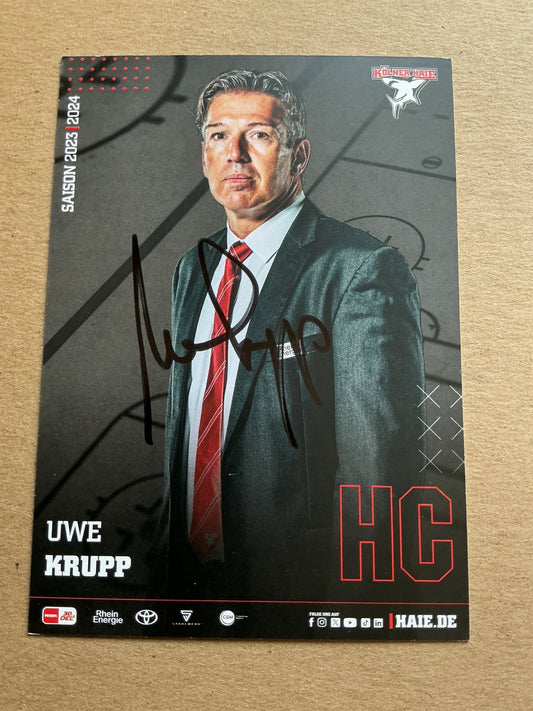 Uwe Krupp, Germany 🇩🇪 Kölner Haie 2023/24 hand signed - Autographs-World
