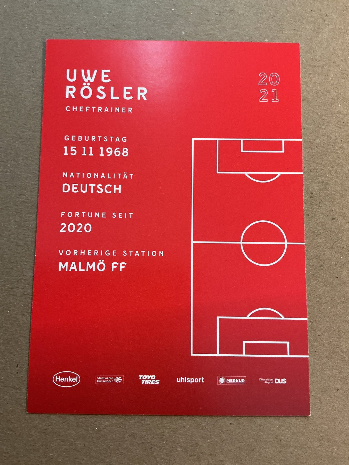 Uwe Rösler, Germany 🇩🇪 Fortuna Düsseldorf 2020/21 hand signed - Autographs-World