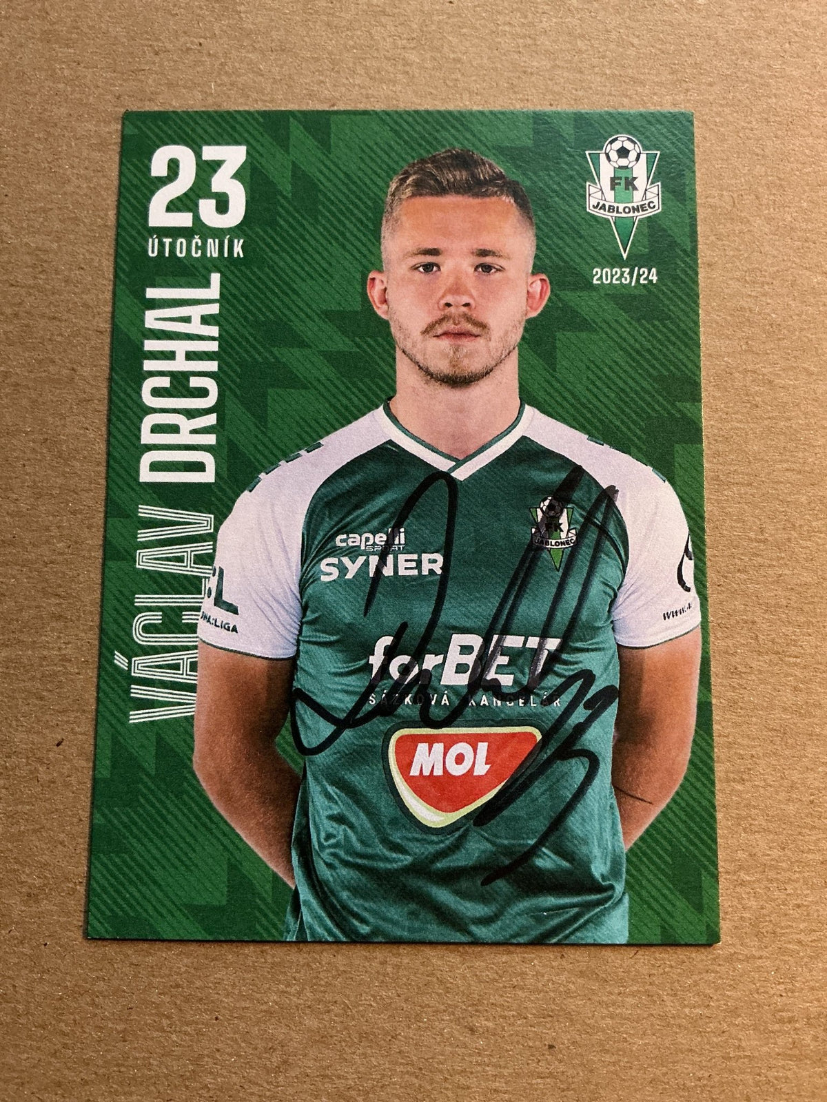 Václav Drchal, Czech Republic 🇨🇿 FK Jablonec 2023/24 hand signed - Autographs-World