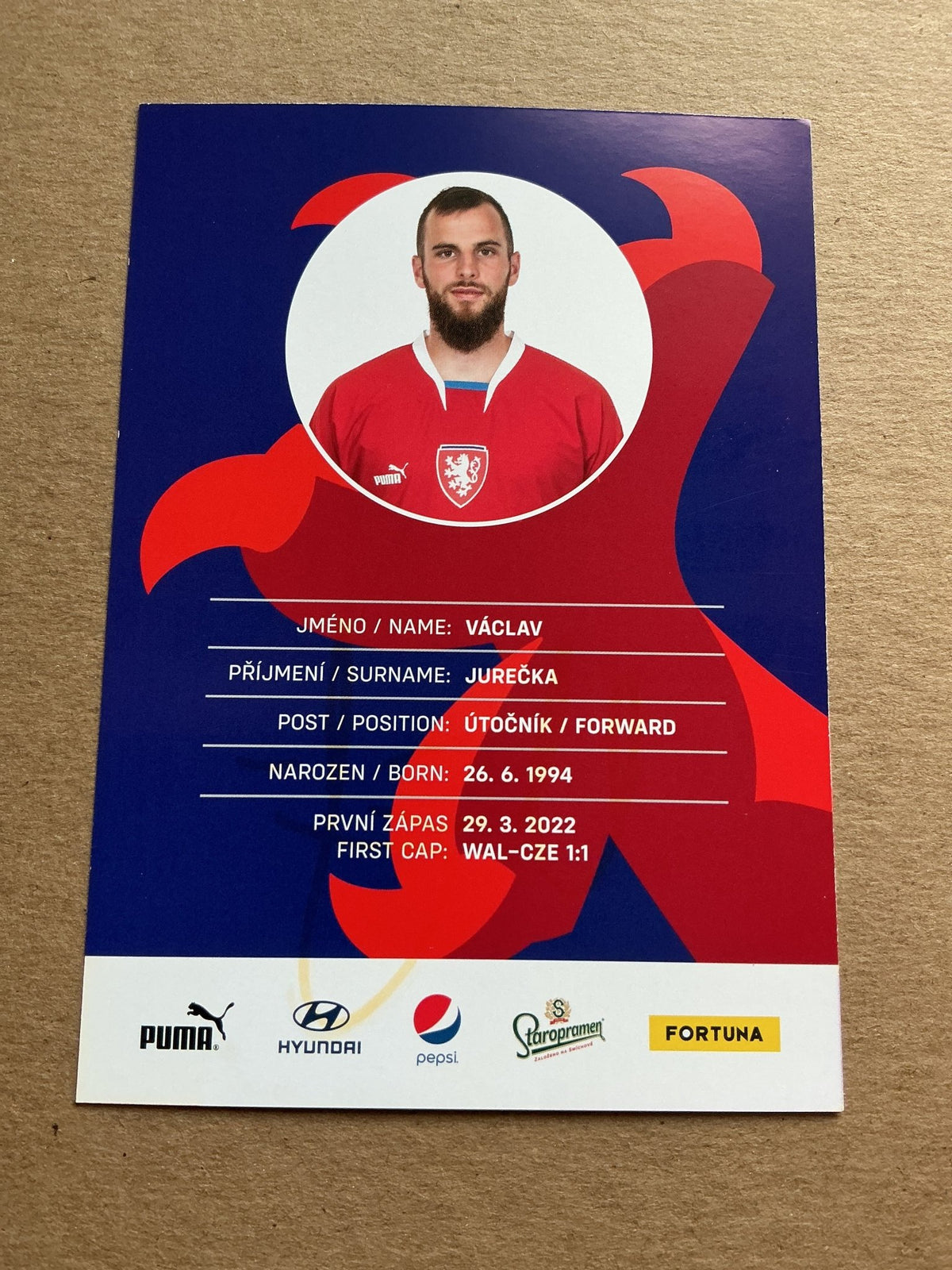 Václav Jurečka, Czech Republic 🇨🇿 2023 Slavia Prague hand signed - Autographs-World