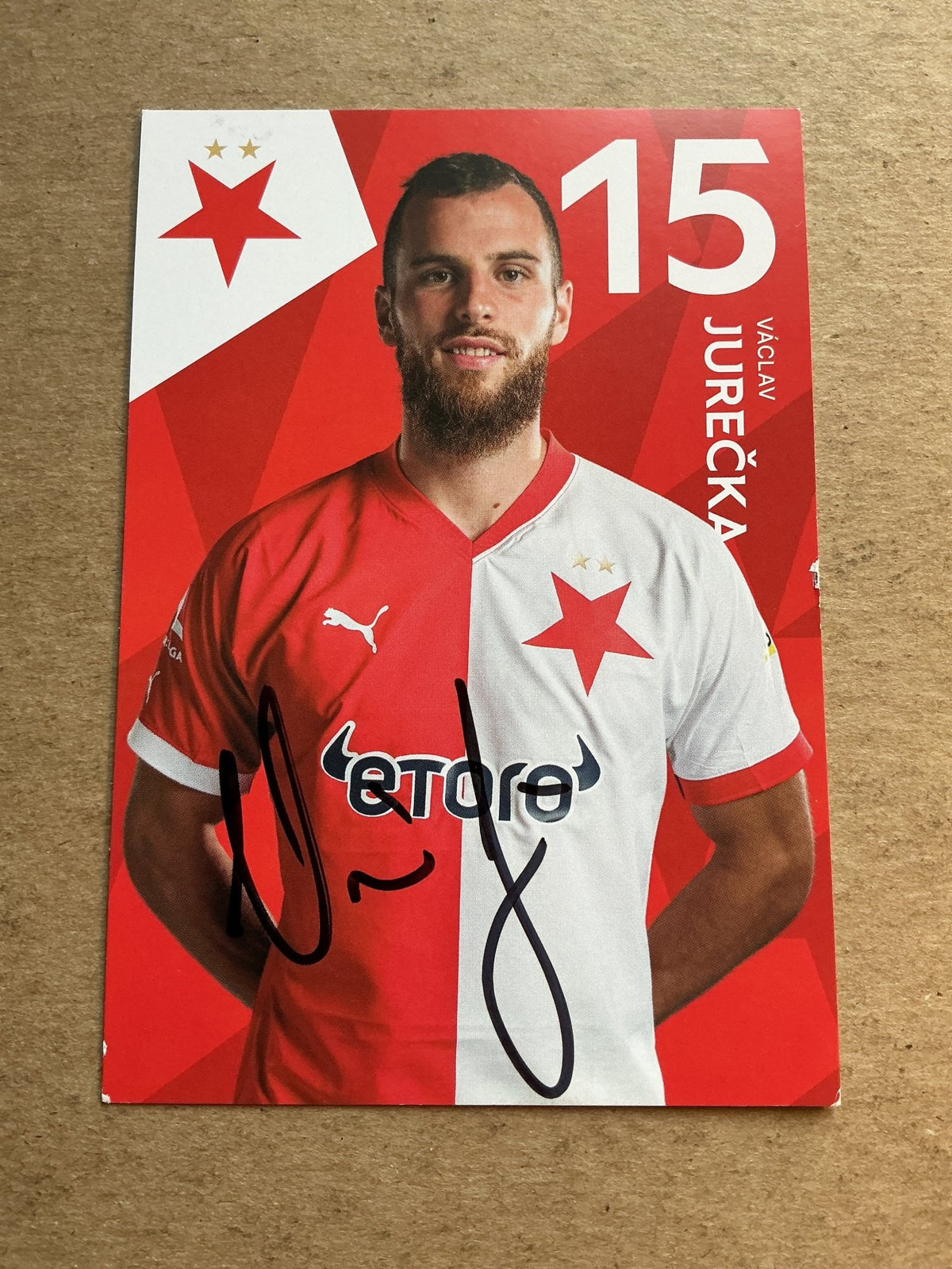 Václav Jurečka, Czech Republic 🇨🇿 SK Slavia Prague 2022/23 hand signed - Autographs-World