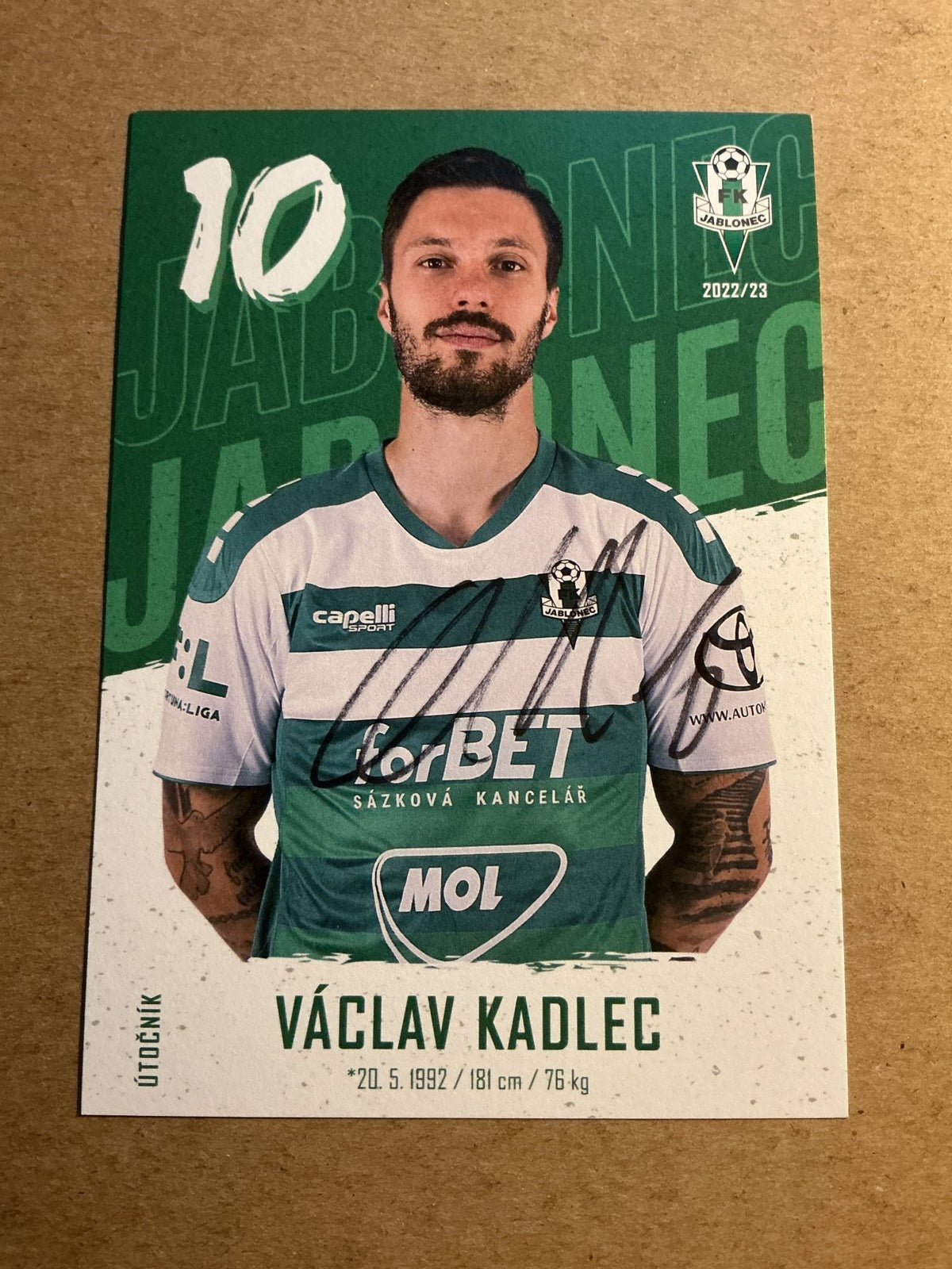 Václav Kadlec, Czech Republic 🇨🇿 FK Jablonec 2022/23 hand signed - Autographs-World