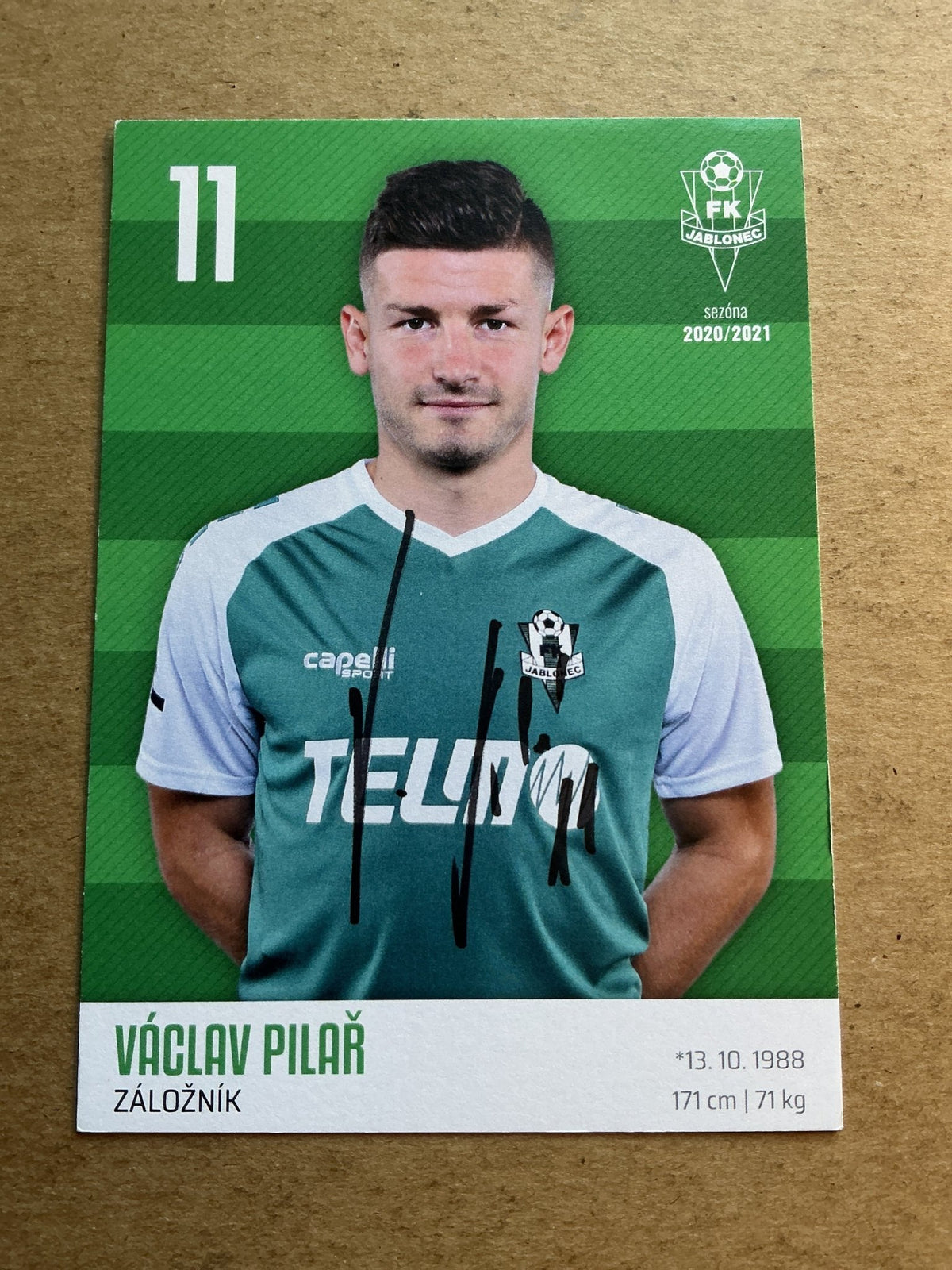 Václav Pilař, Czech Republic 🇨🇿 FK Jablonec 2020/21 hand signed - Autographs-World
