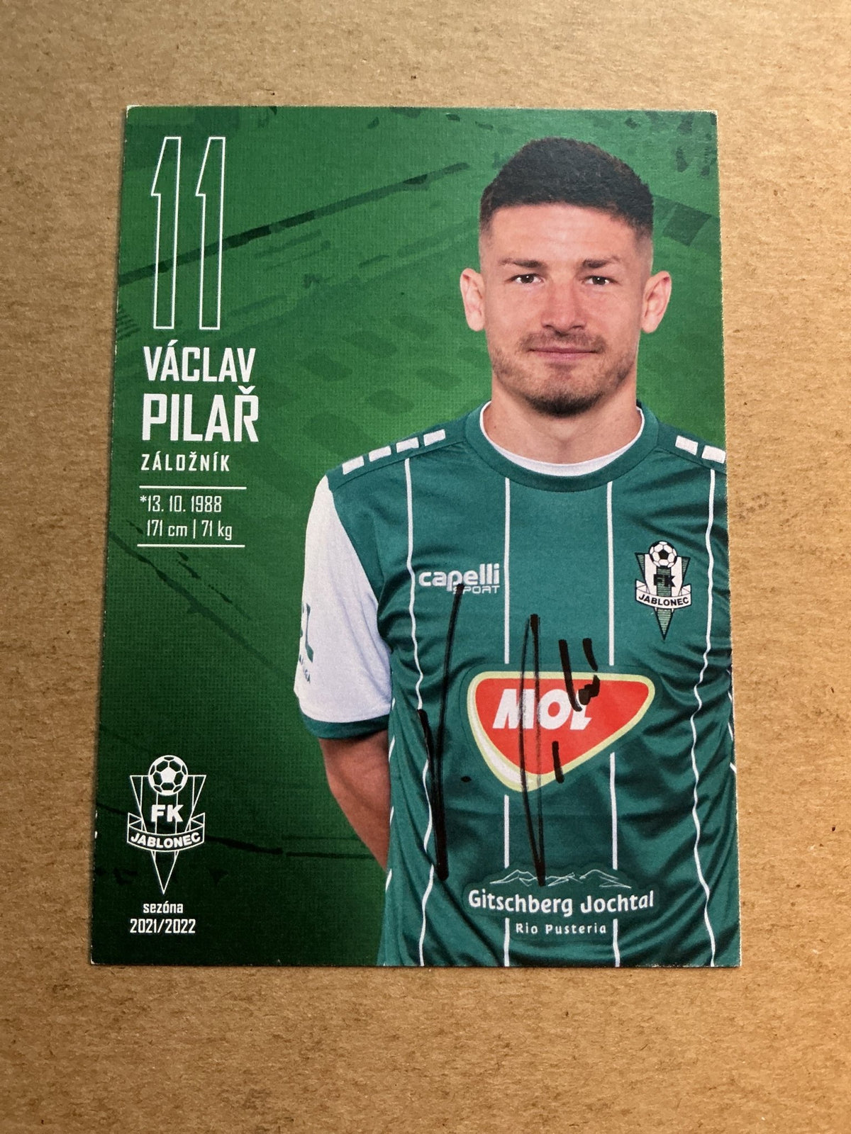 Václav Pilař, Czech Republic 🇨🇿 FK Jablonec 2021/22 hand signed - Autographs-World