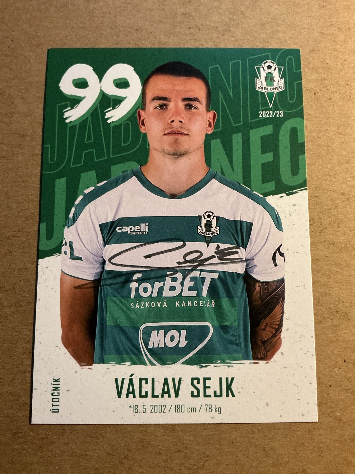 Václav Sejk, Czech Republic 🇨🇿 FK Jablonec 2022/23 hand signed - Autographs-World