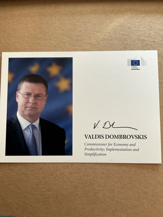 Valdis Dombrovskis, Latvia 🇱🇻 EU Commissioner Economy 2025 hand signed - Autographs-World