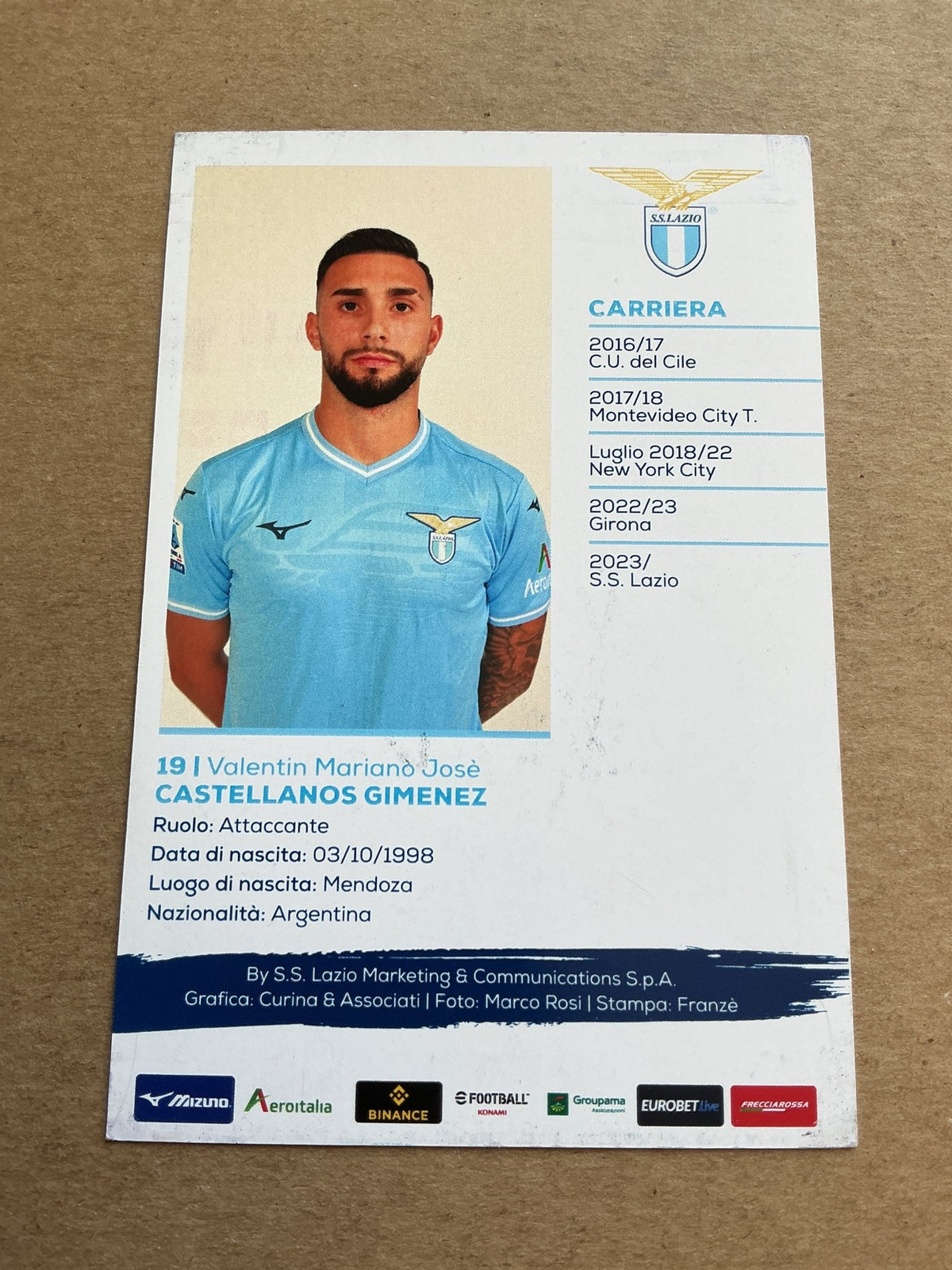 Valentin Castellanos, Argentina 🇦🇷 SS Lazio Rom 2023/24 hand signed - Autographs-World