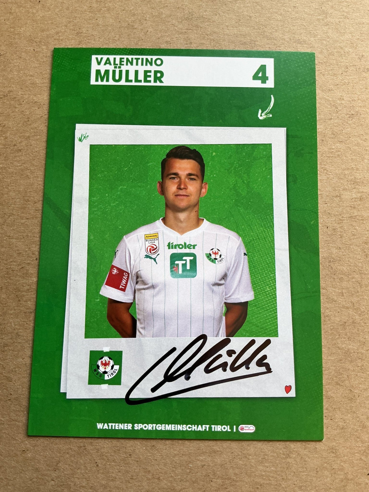 Valentino Müller, Austria 🇦🇹 WSG Tirol 2023/24 hand signed - Autographs-World