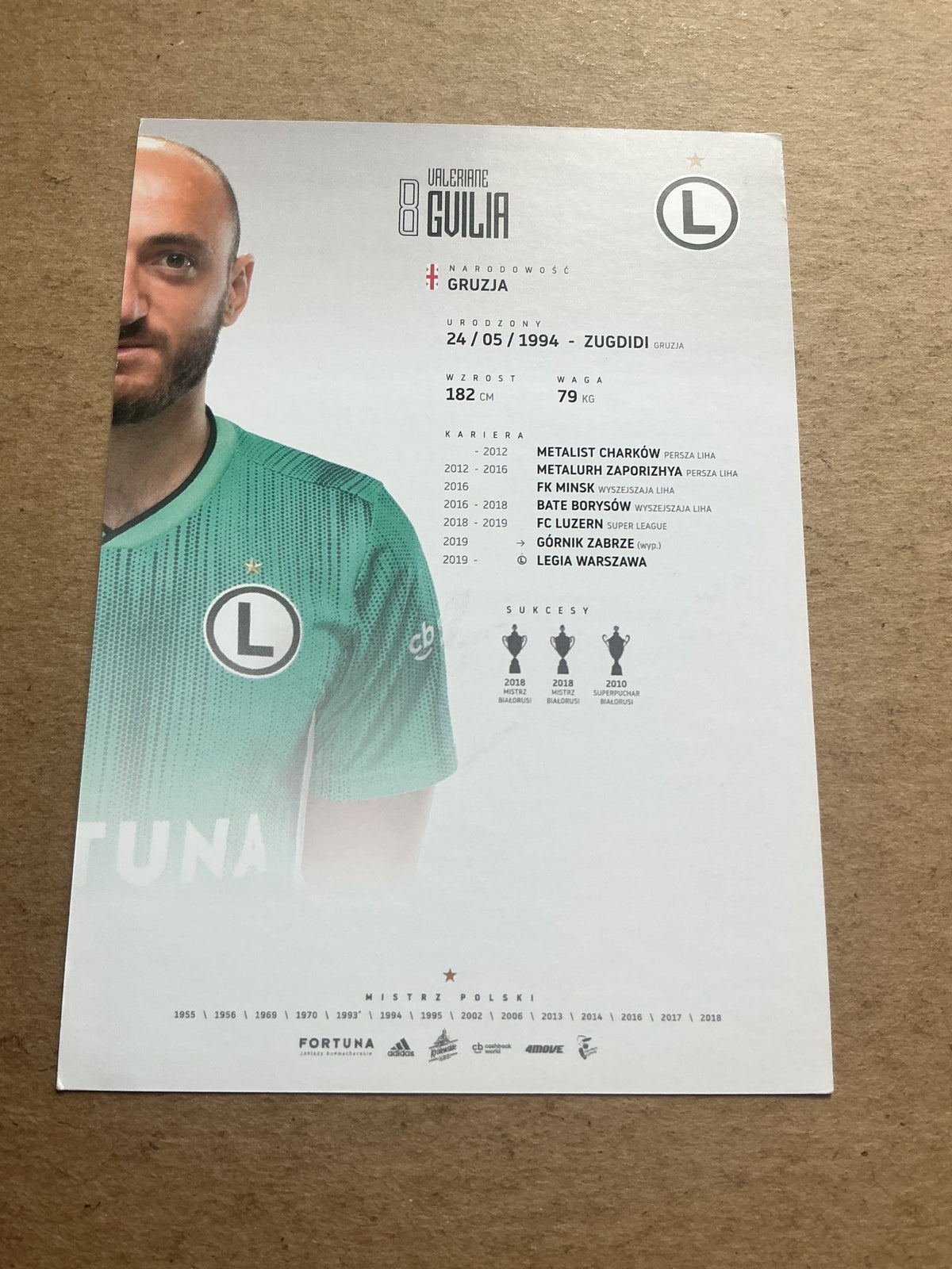 Valerian Gvilia, Georgia 🇬🇪 Legia Warsaw 2020/21 hand signed - Autographs-World