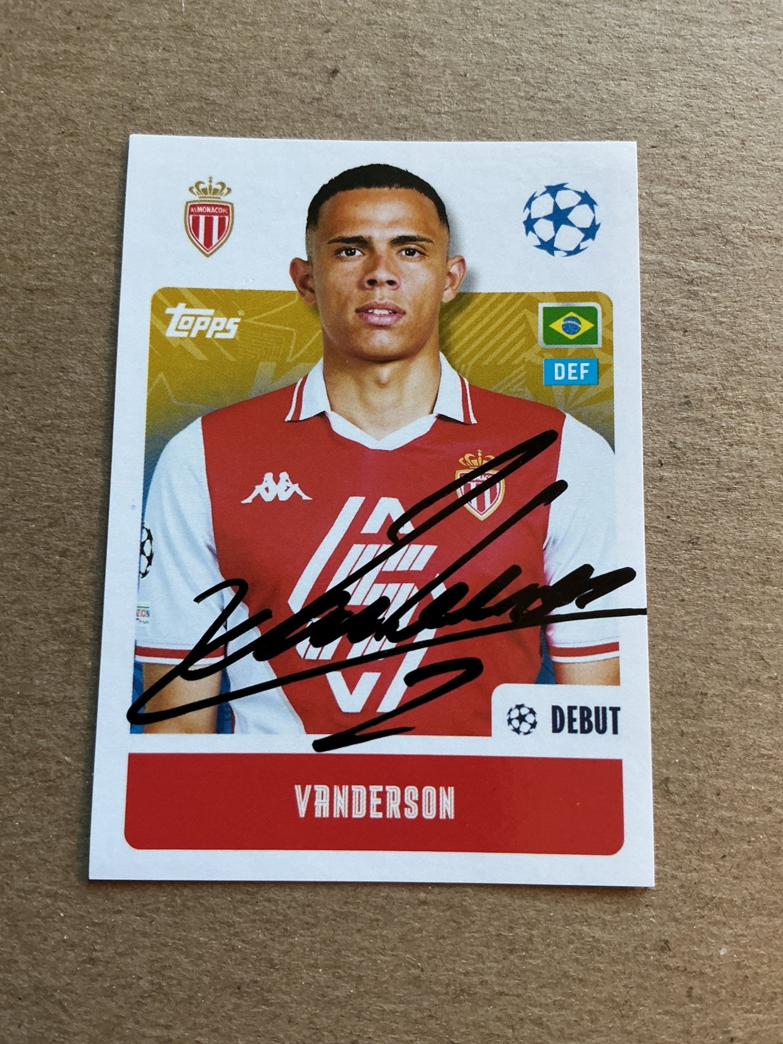 Vanderson, Brazil 🇧🇷 AS Monaco 2024/25 Topps hand signed - Autographs-World