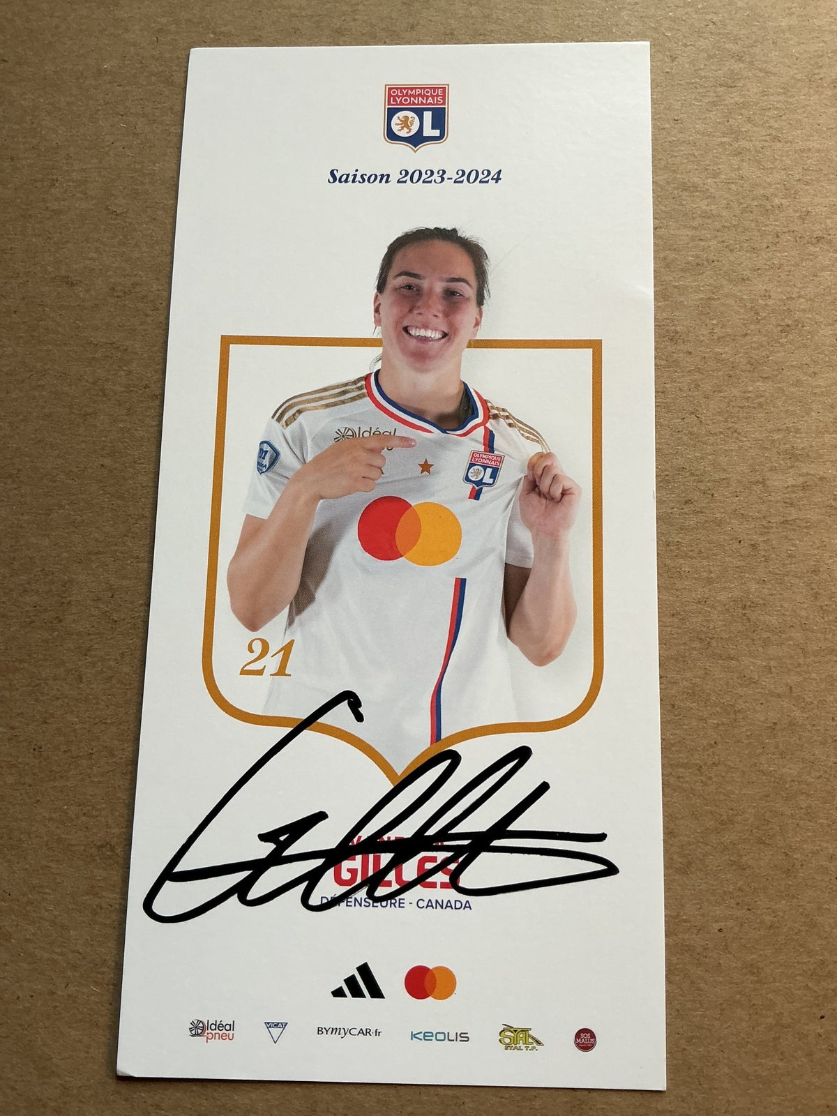 Vanessa Gilles, Canada 🇨🇦 Olympique Lyon 2023/24 hand signed - Autographs-World