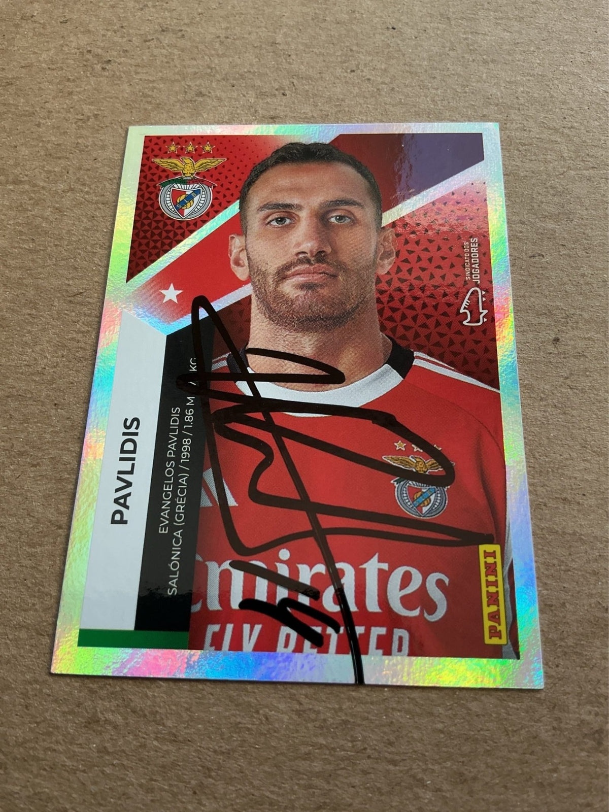 Vangelis Pavlidis, Greece 🇬🇷 SL Benfica 2025/26 Panini hand signed - Autographs-World