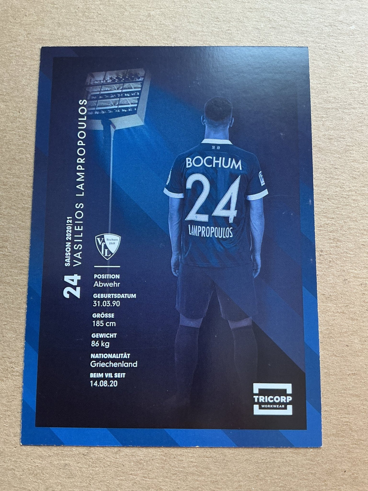 Vasileilos Lambropoulos, Greece 🇬🇷 VfL Bochum 2020/21 hand signed - Autographs-World