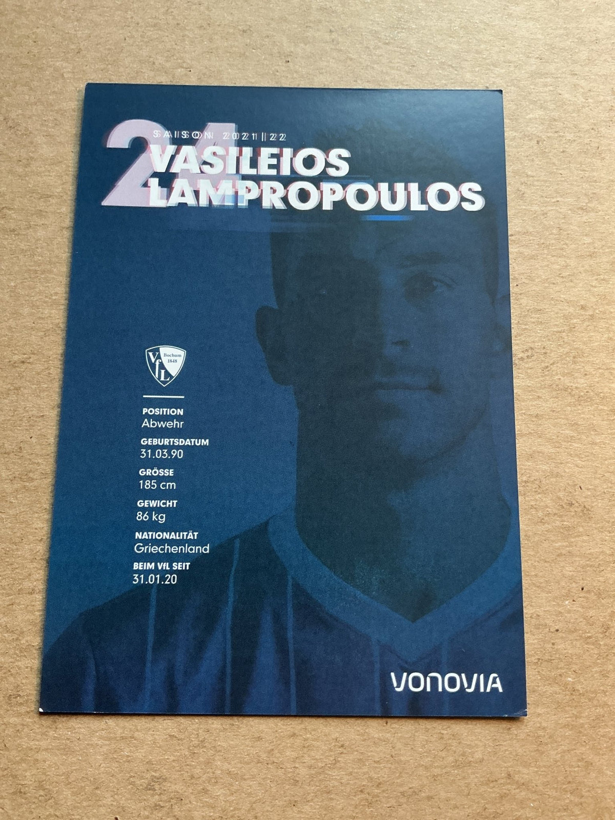 Vasileios Lampropoulos, Greece 🇬🇷 VfL Bochum 2021/22 hand signed - Autographs-World
