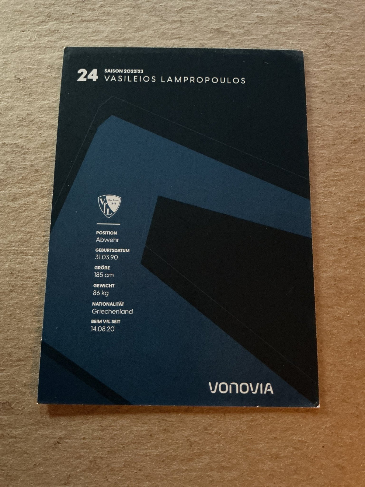 Vasileios Lampropoulos, Greece 🇬🇷 VfL Bochum 2022/23 hand signed - Autographs-World