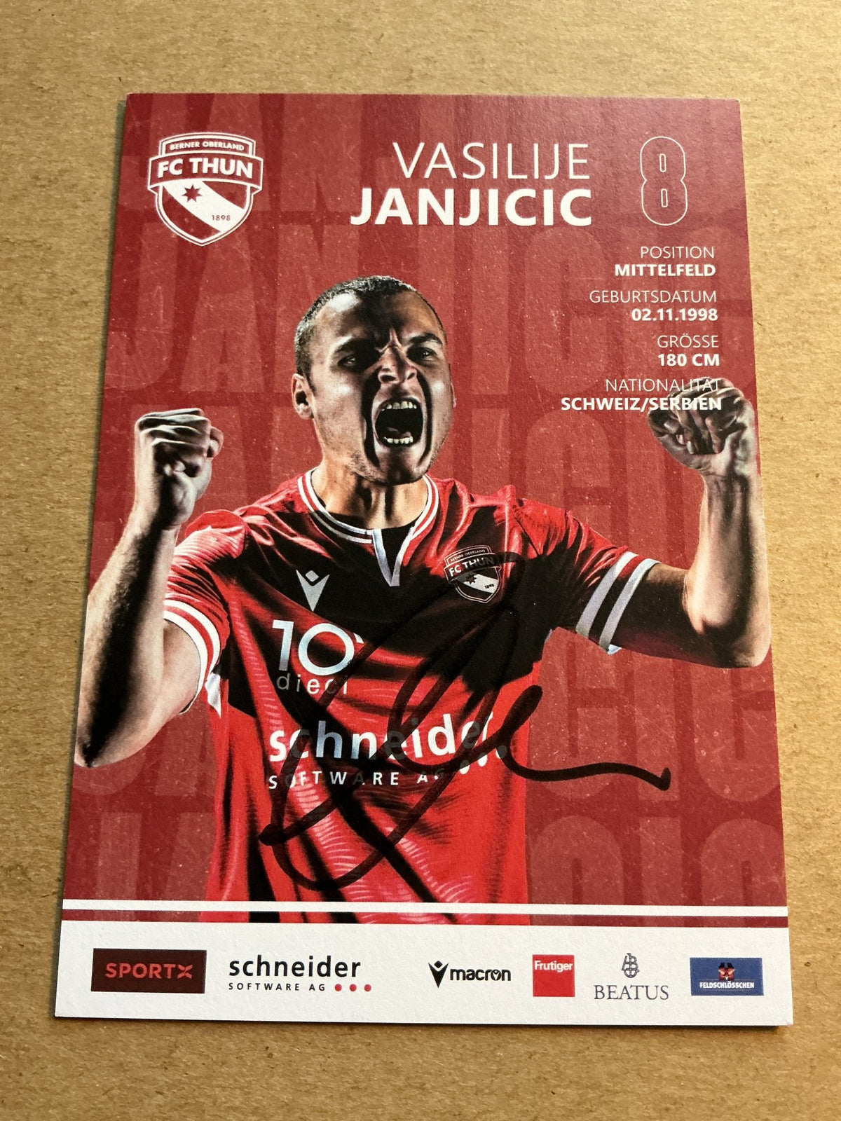 Vasilije Janjicic, Serbia 🇷🇸 FC Thun 2023/24 hand signed - Autographs-World