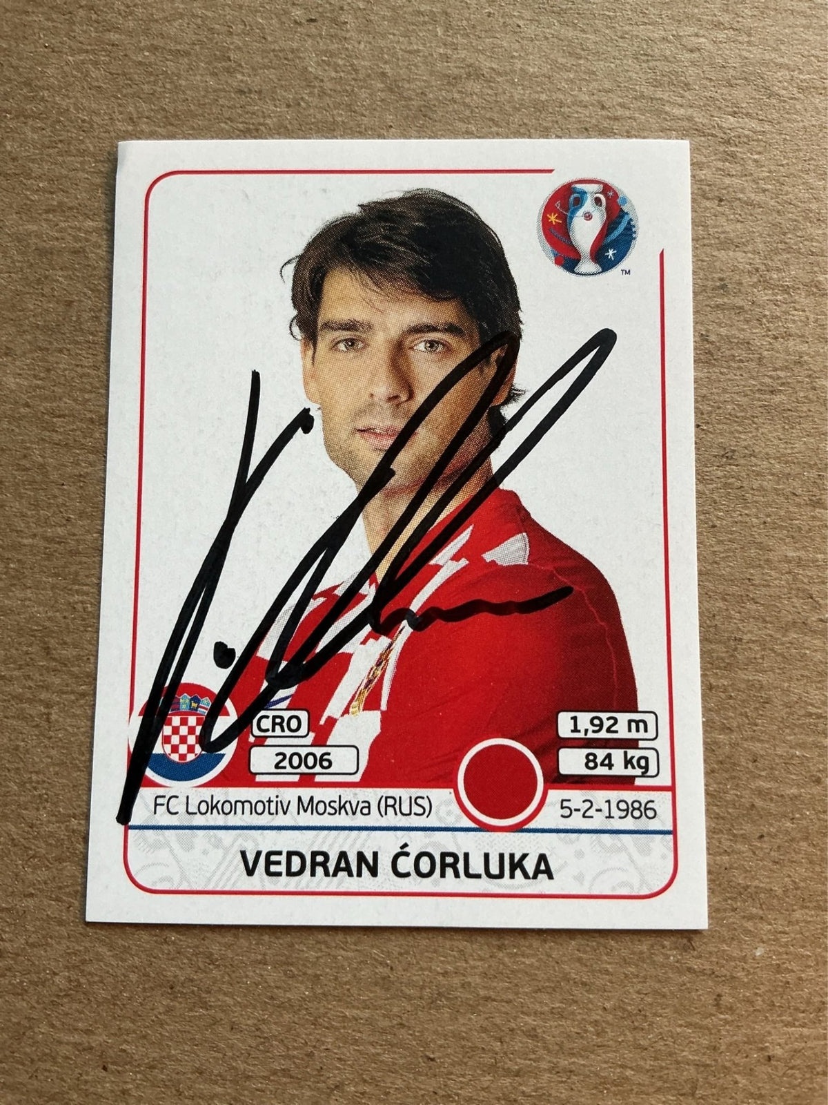 Vedran Ćorluka, Croatia 🇭🇷 UEFA Euro 2016 Panini hand signed - Autographs-World
